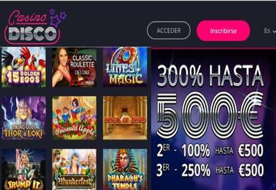 Gane 500 euros por el primer depósito en Casino Disco